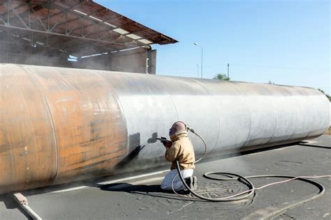 Sandblasting equipment in action